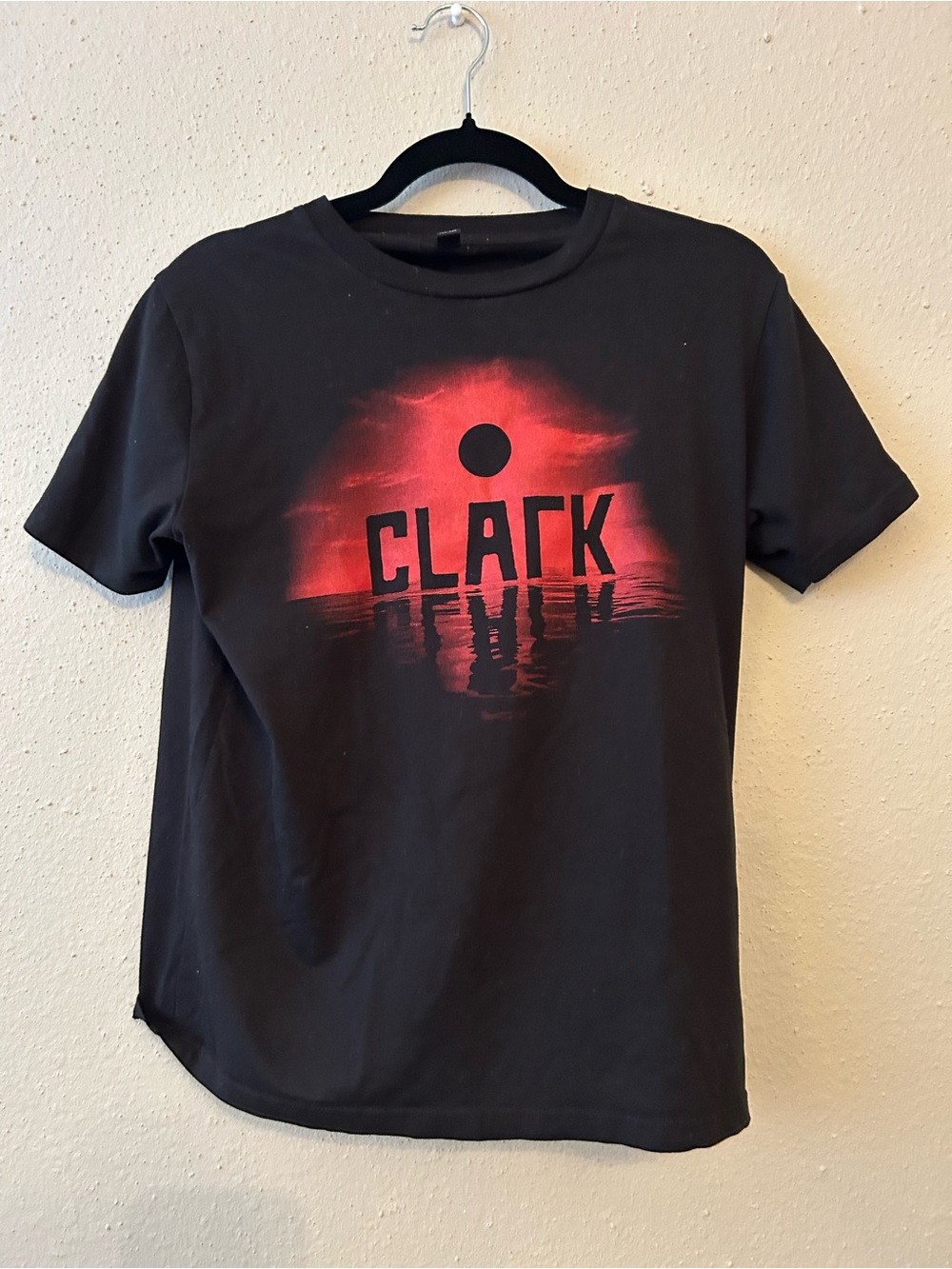 Black Clark Official Band T-Shirt with Red Graphic Organic Cotton
